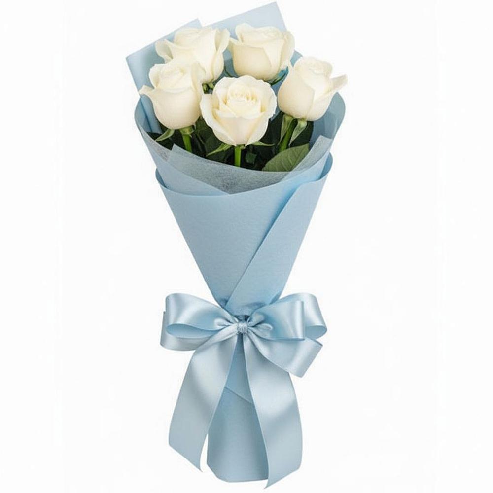 Букет 5 Белых роз Проуд в Балаклаве