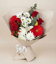Букет цветов из:  Розы, Хризантемы, Герберы и Лилии в Балаклаве