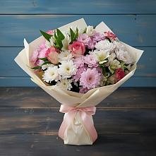 Букет цветов из:  Хризантемы, Альстромерии и Розы #REPLACE_PRED# Балаклаве