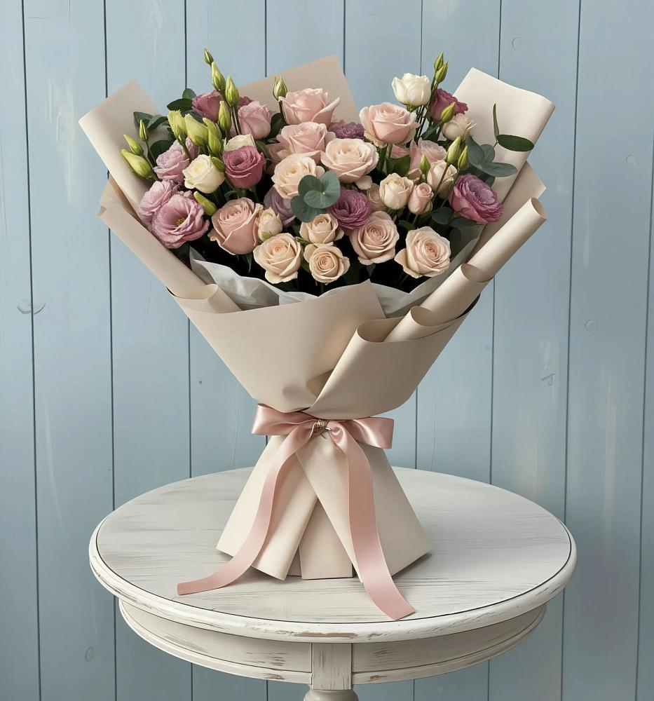 Букет цветов из: Розы и Лизиантусы в Балаклаве