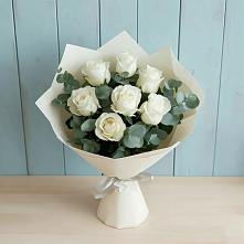 Букет Белые розы в Эвкалипте в Балаклаве