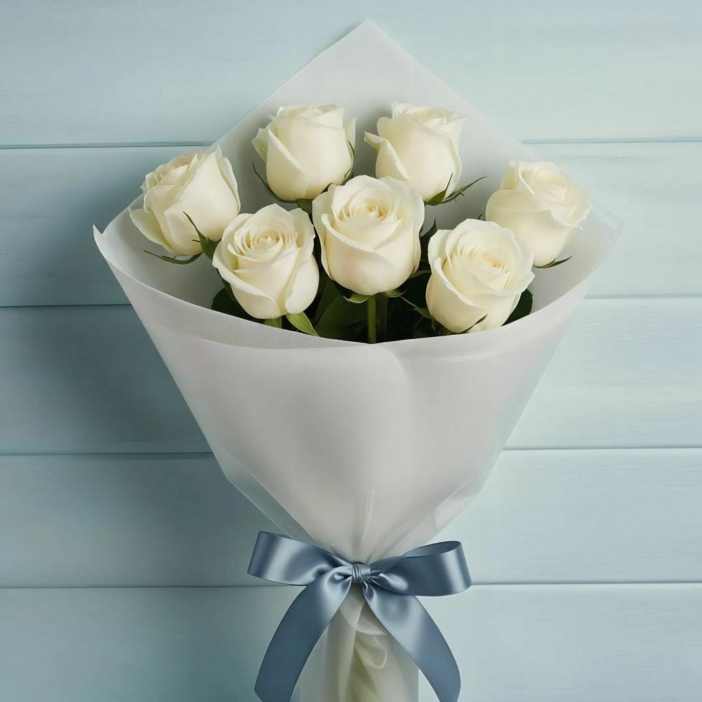 Букет 7 Белых роз Эдлесс Лав в Балаклаве